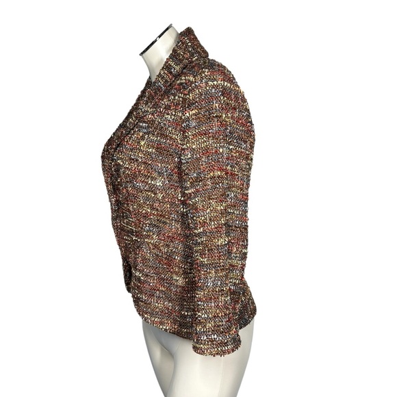 VINTAGE ETCETERA Brown Orange Speckled Tweed Blazer Jacket Women's Size 4 - Picture 4 of 16